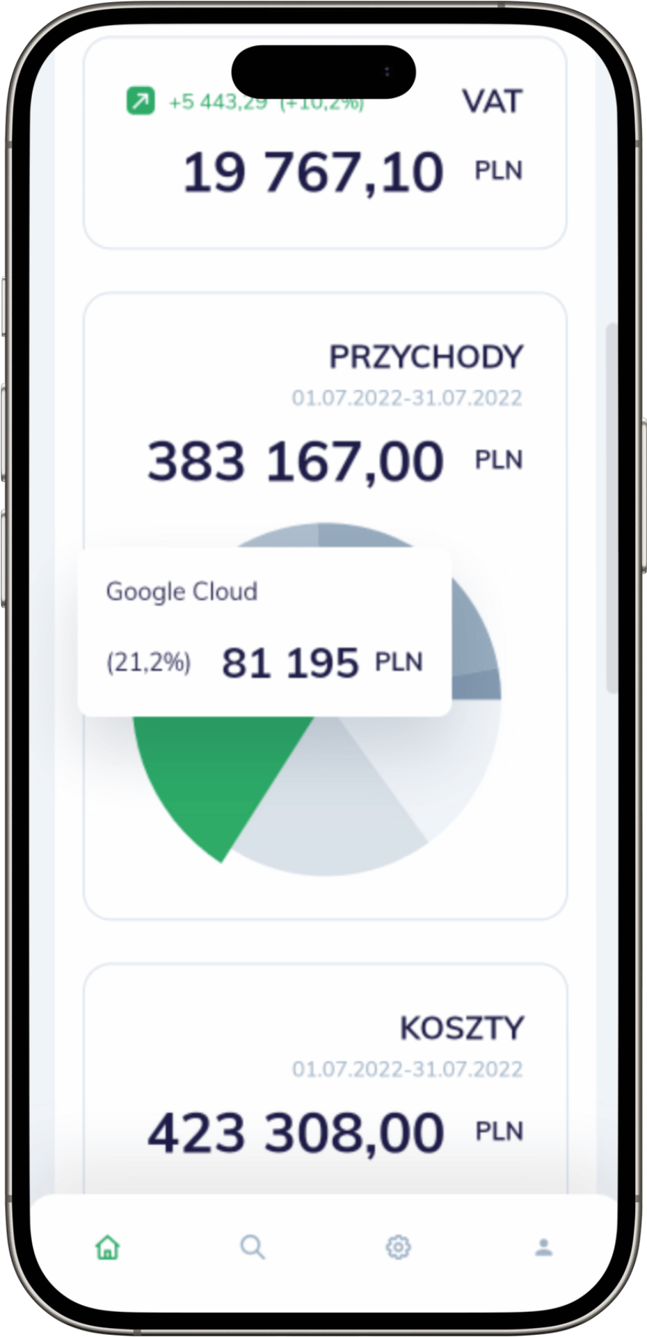 Mobilny widok kontrolingu finansowego w Altera.app